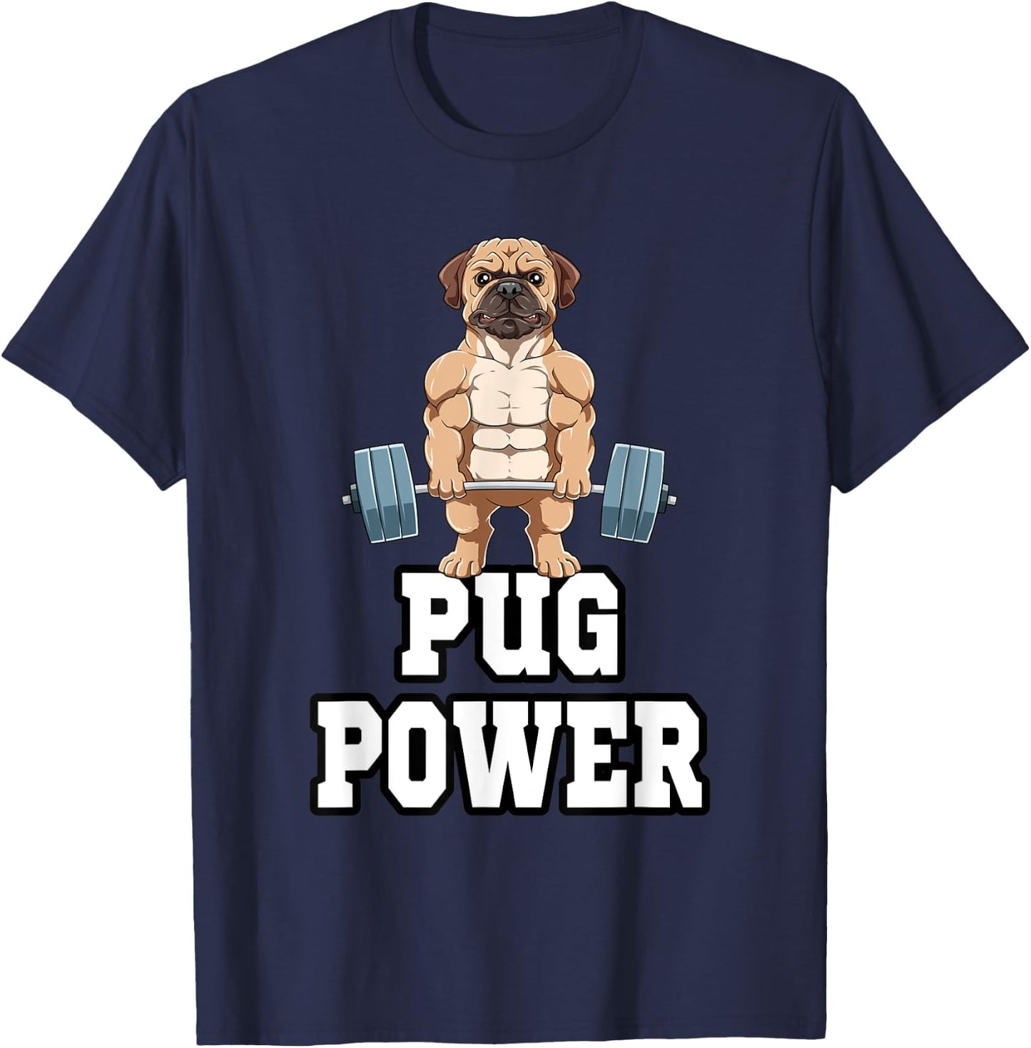 Pug Fitness Muscles Workout Weight T-Shirt - T-Shirt | Navy