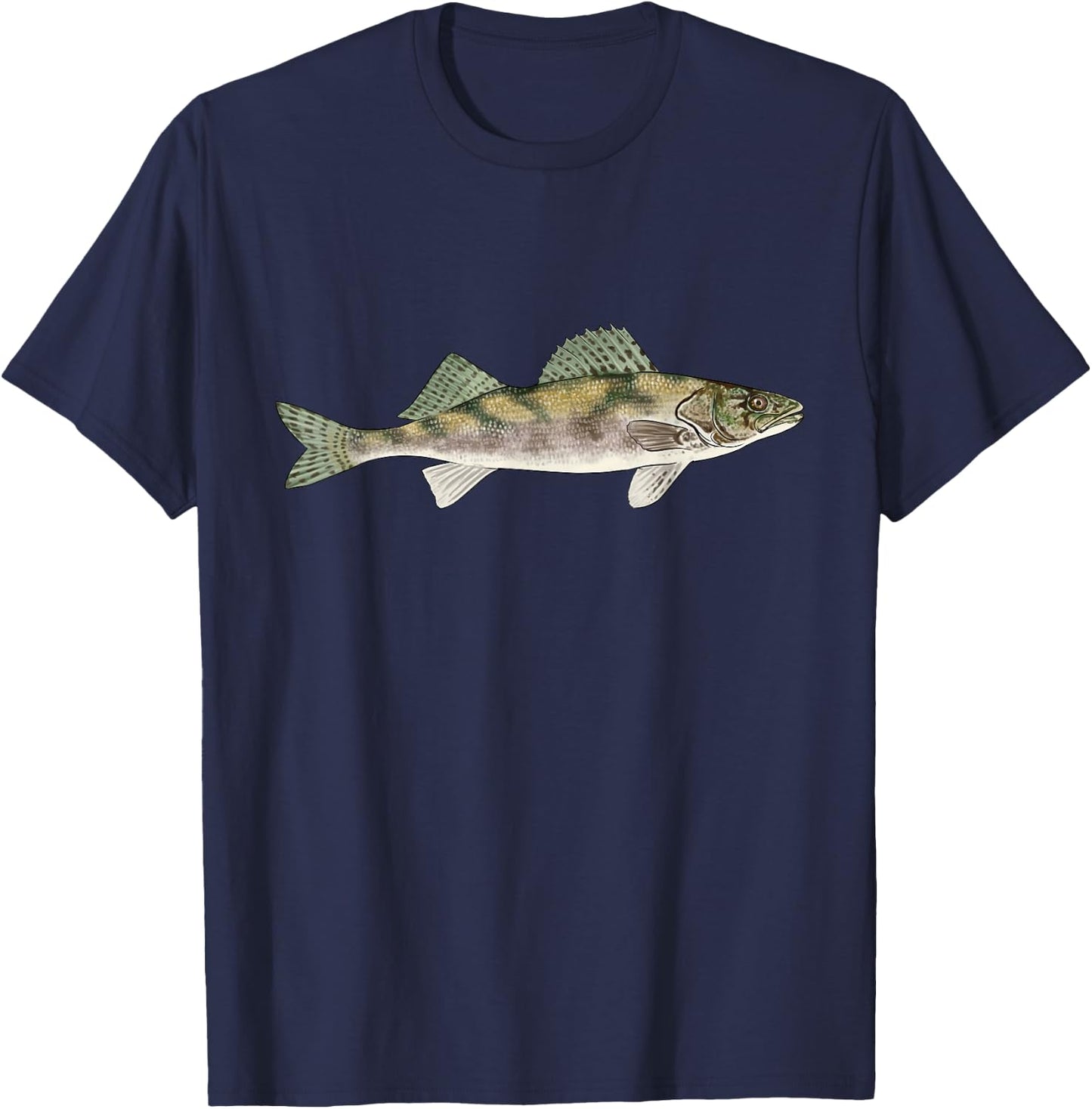 Sauger Fishing Graphic American Freshwater Fish Angler Gift T-Shirt - T-Shirt | Navy