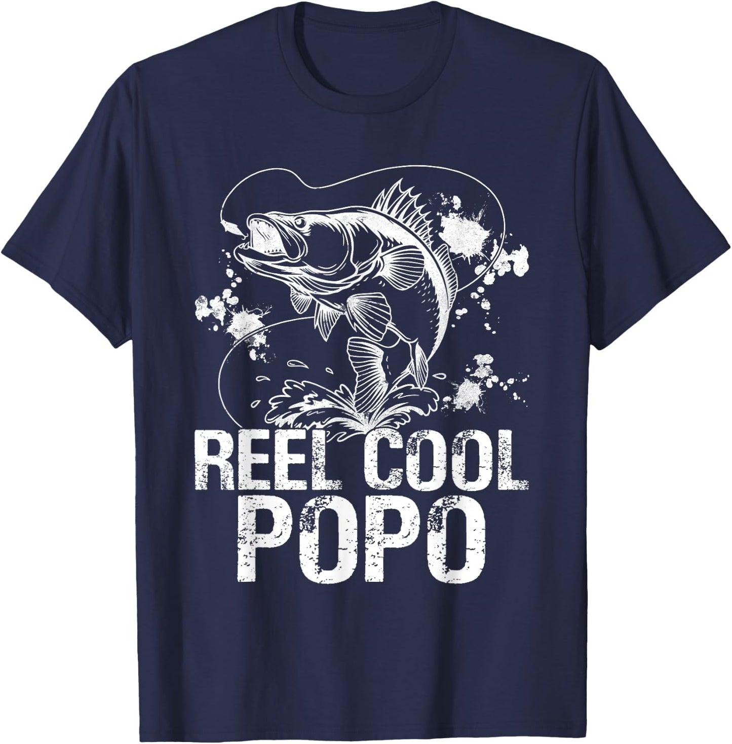 Reel Cool Popo Fishing Happy Father's Day Fisherman Men T-Shirt - T-Shirt | Navy