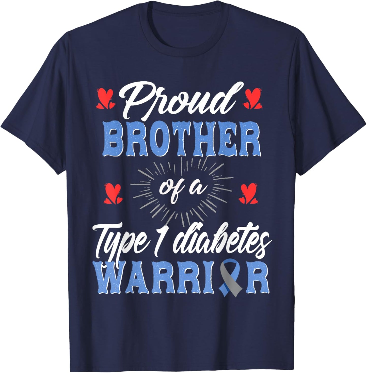 T1D Proud Brother Diabetes Awareness Type 1 Insulin Pancreas T-Shirt - T-Shirt | Navy