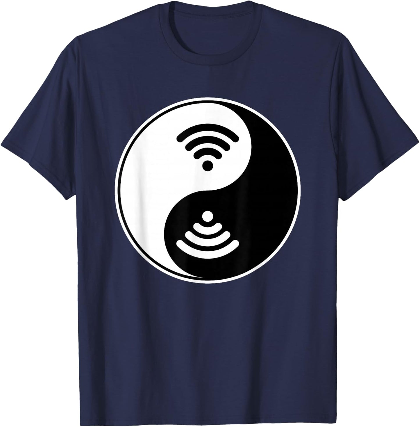 Yin Yang - Wifi Nerd Geek Symbol - Buddhist Zhen Spiritual T-Shirt - T-Shirt | Navy