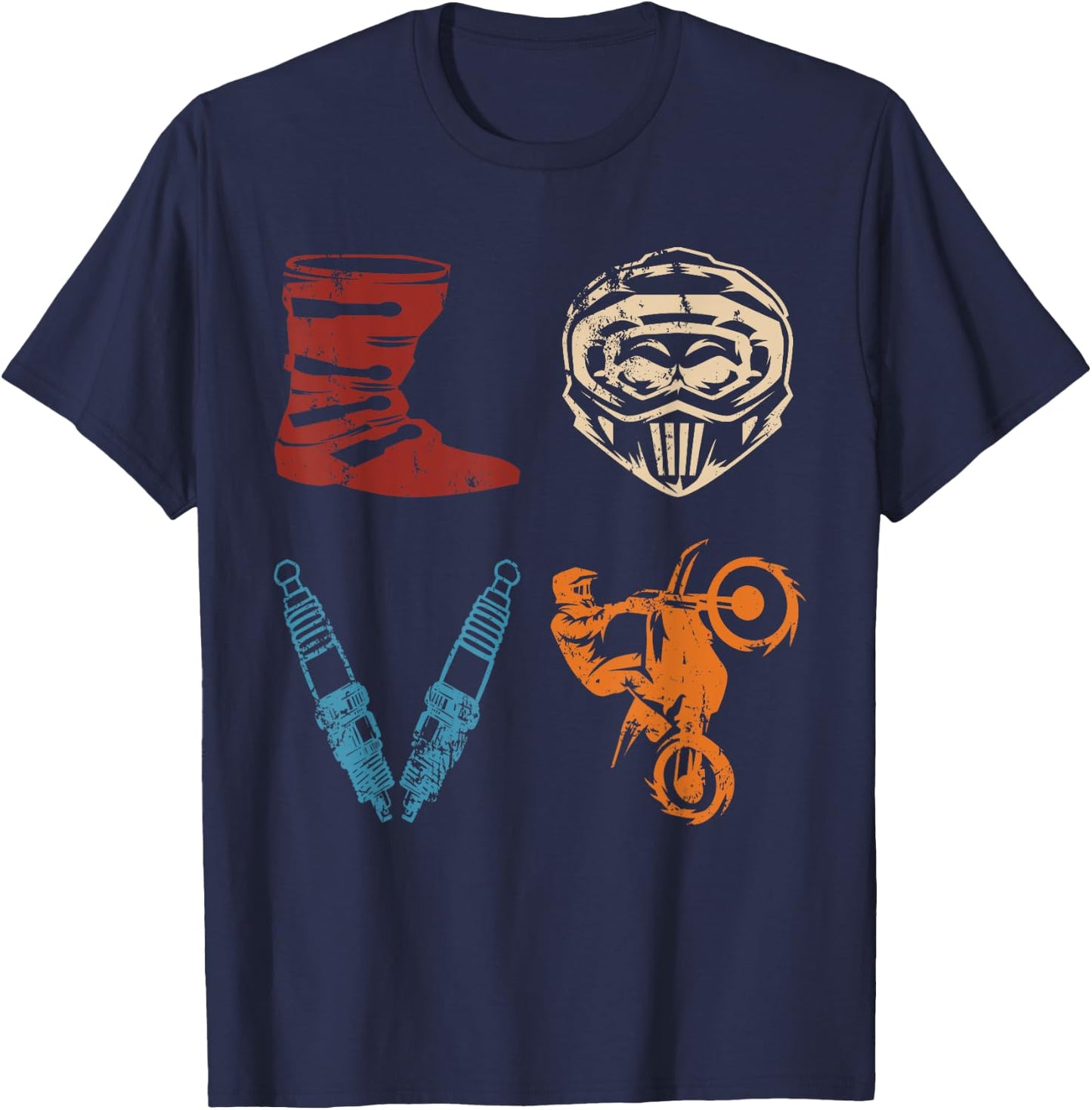 LOVE Dirt Bike Motocross Motorcycle Dirtbike Offroad Enduro T-Shirt - T-Shirt | Navy