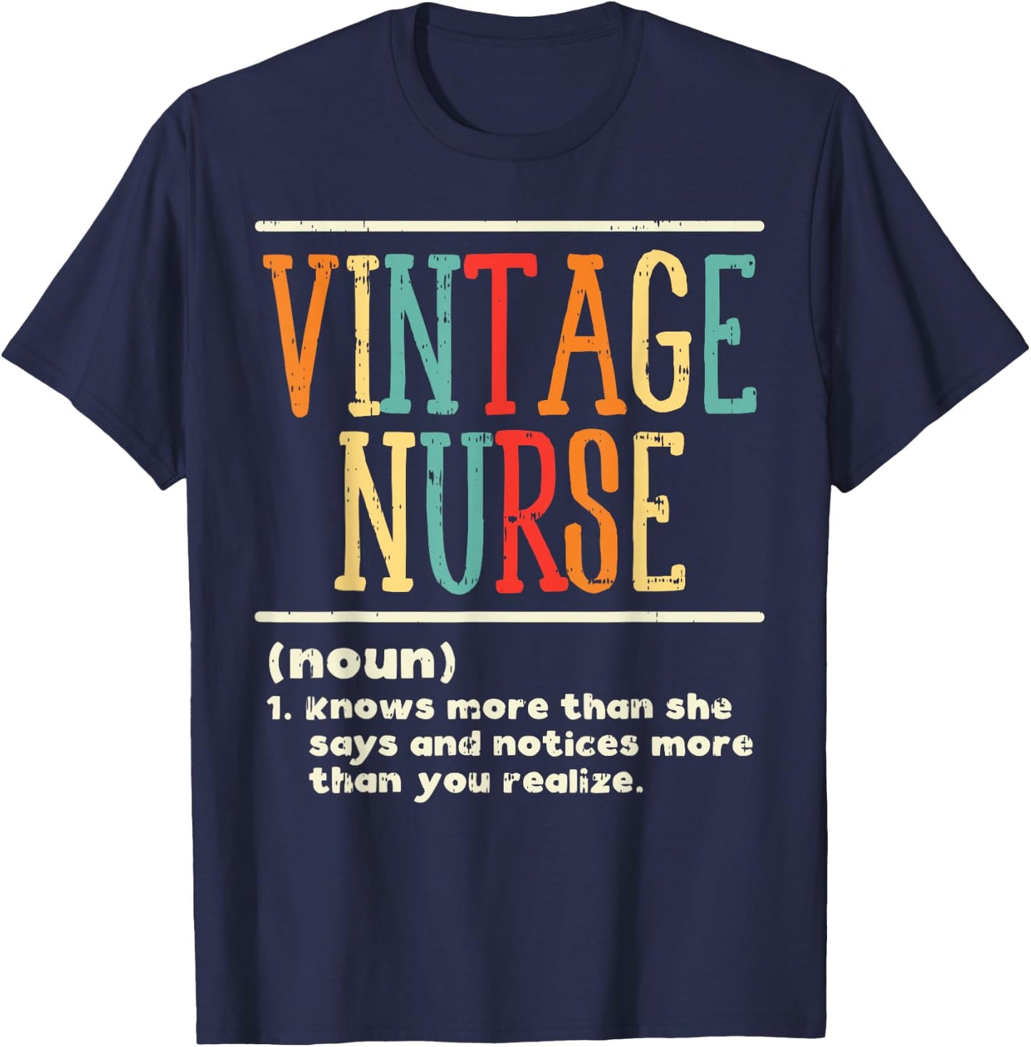 Vintage Nurse Definition Funny Nursing RN ER ED ICU L&D Gift T-Shirt - T-Shirt | Navy