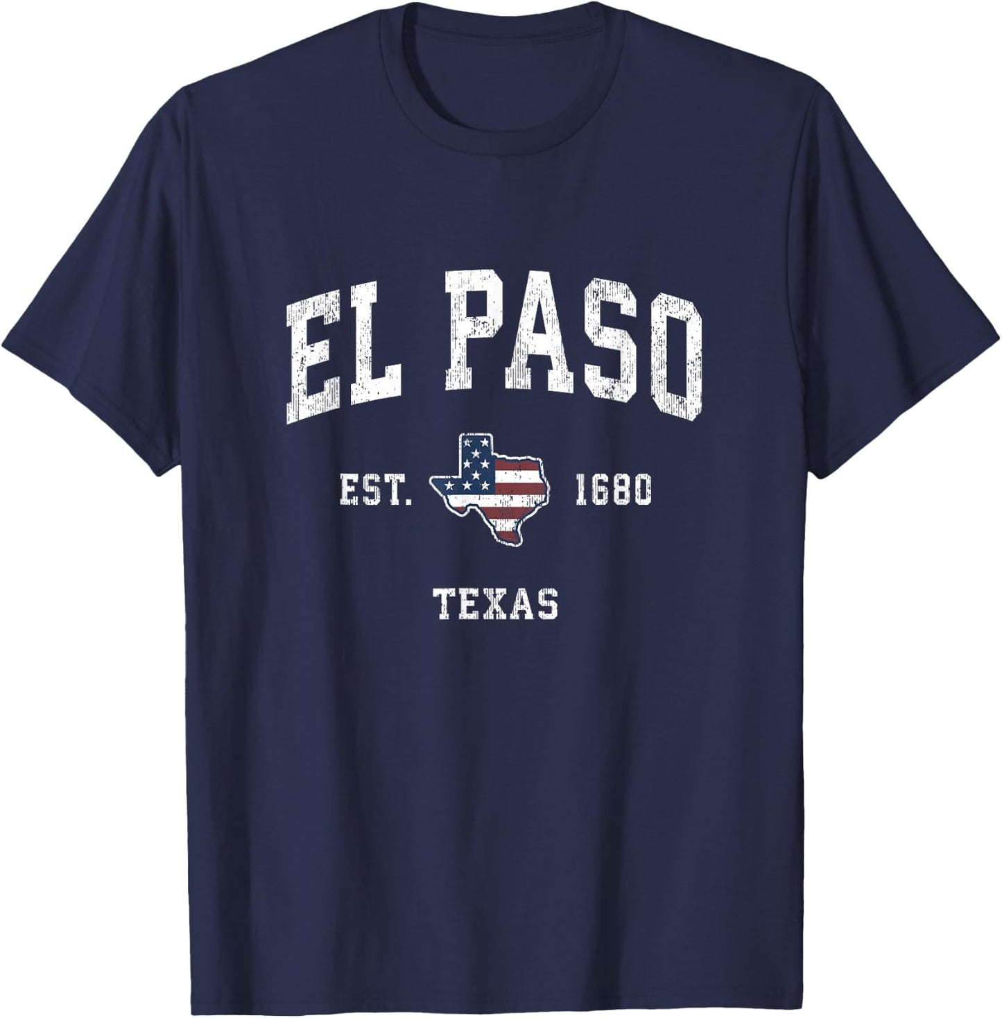 El Paso Texas TX Vintage American Flag Sports Design T-Shirt - T-Shirt | Navy