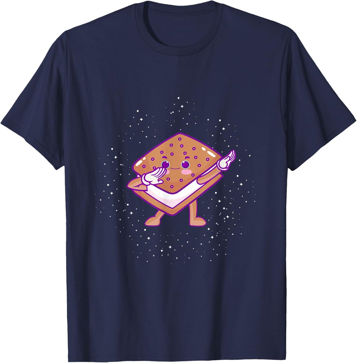 Dabbing Ice Cream Sandwich Shirt Cute Ice Cream Dabbing T-Shirt - T-Shirt | Navy