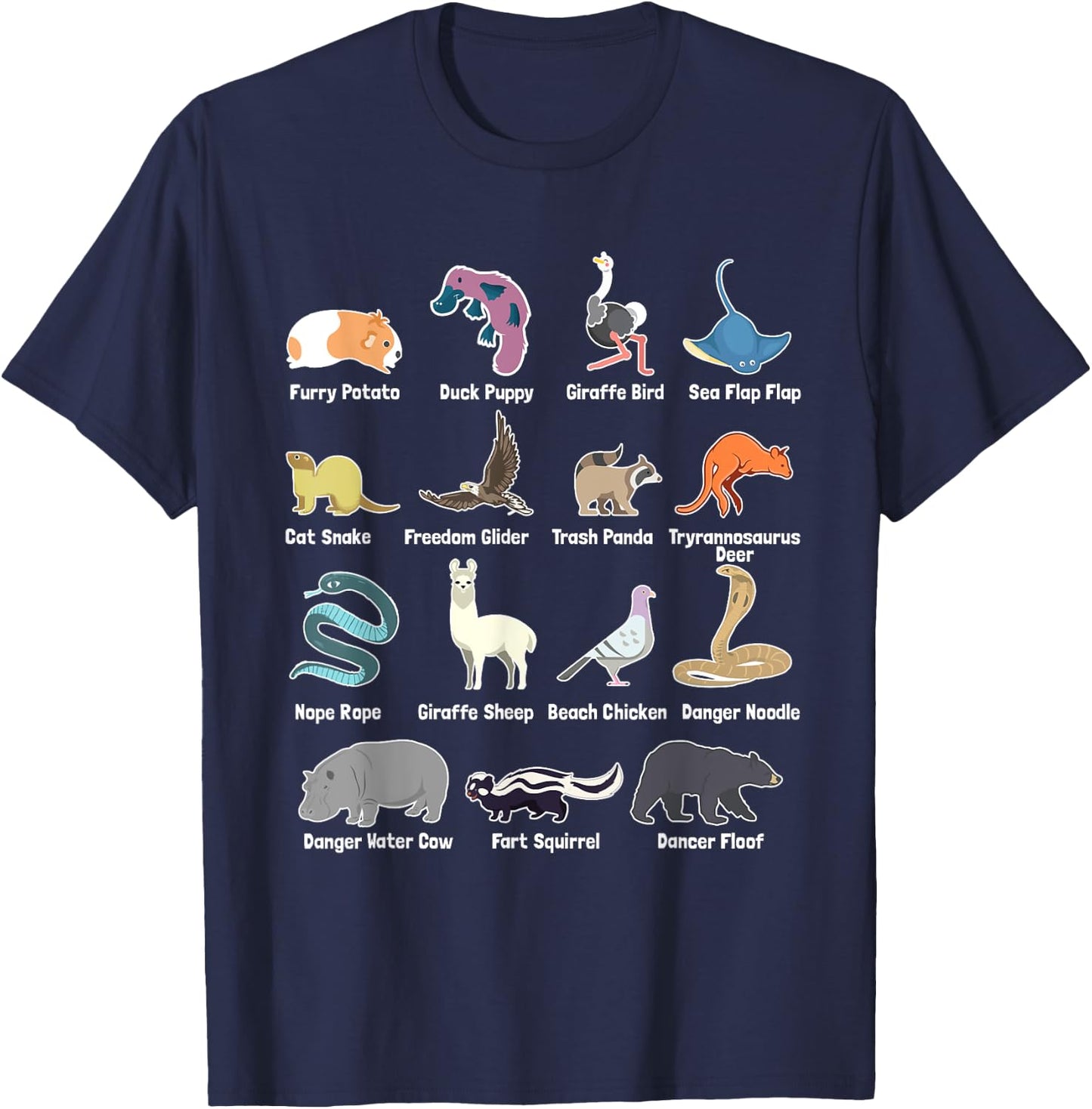 Animals Of The World - Rare Exotic Animals Funny Memes Gift T-Shirt - T-Shirt | Navy