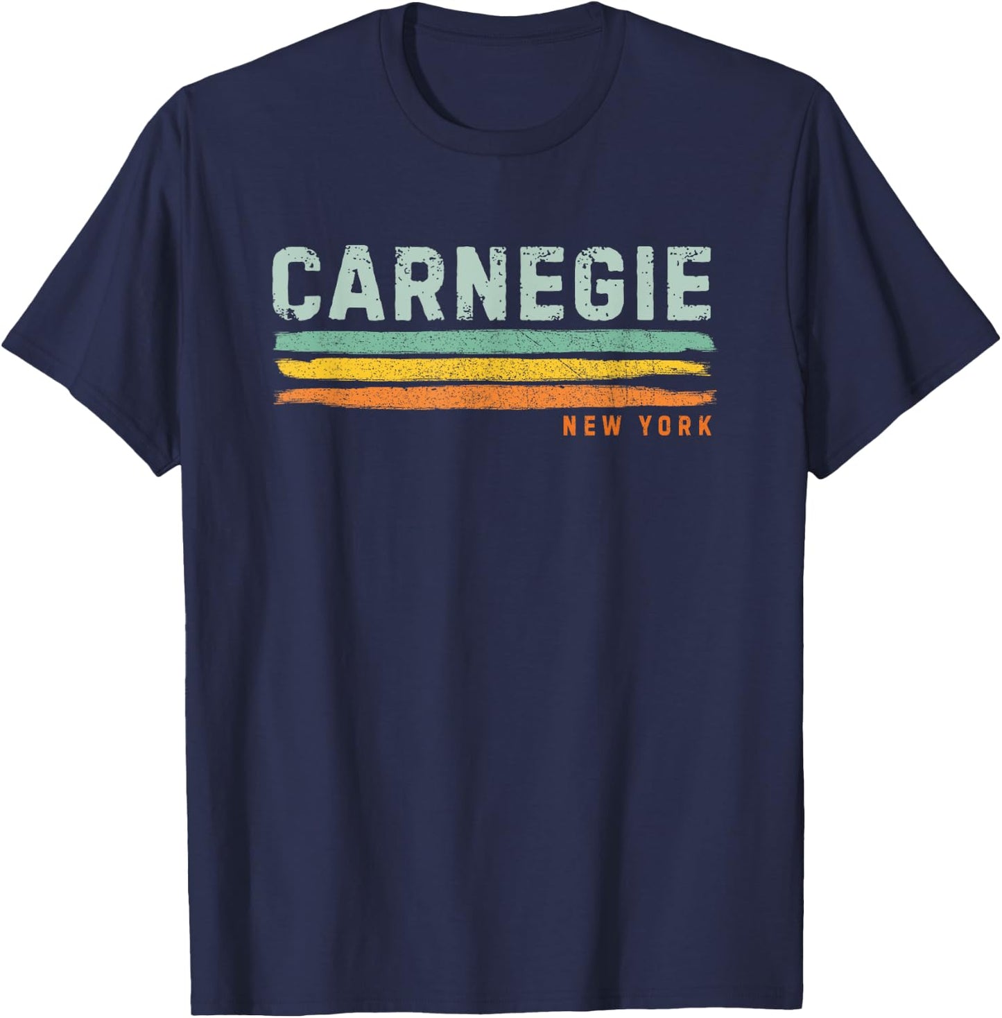 Vintage Stripes Carnegie NY T-Shirt - T-Shirt | Navy