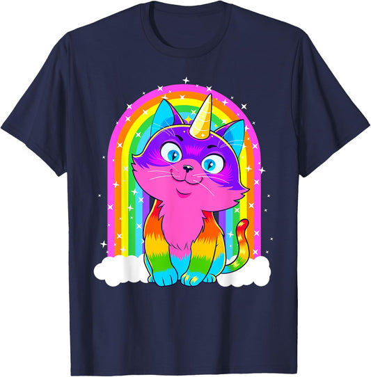 Caticorn Unicorn Cat Rainbow Kittycorn Kitty Gift Girl Women T-Shirt - T-Shirt | Navy