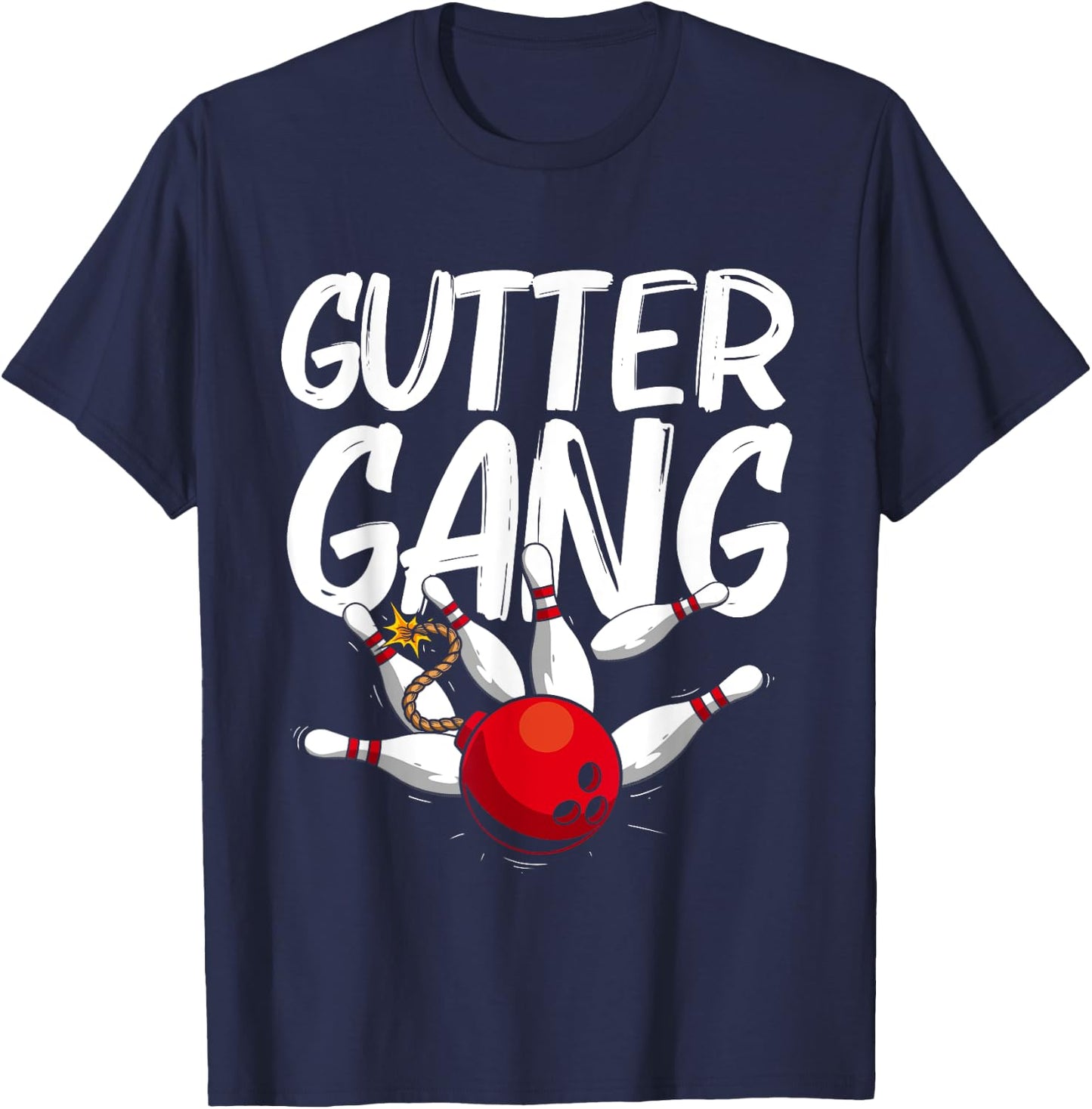 Funny Bowling Gift Women Cool Gutter Gang Bowlers T-Shirt - T-Shirt | Navy