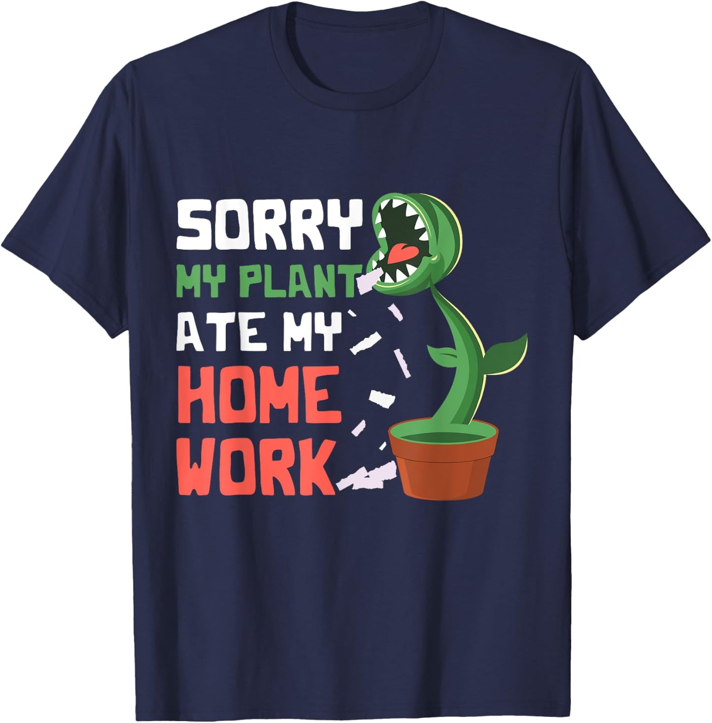 My Plant Ate My Homework Venus Fly Trap Kids School Student T-Shirt - T-Shirt | Navy