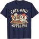 Cats and Apple Pie Funny Sweet Cat Lover Chef Baking Cooking Women Kids T-Shirt - T-Shirt | Navy