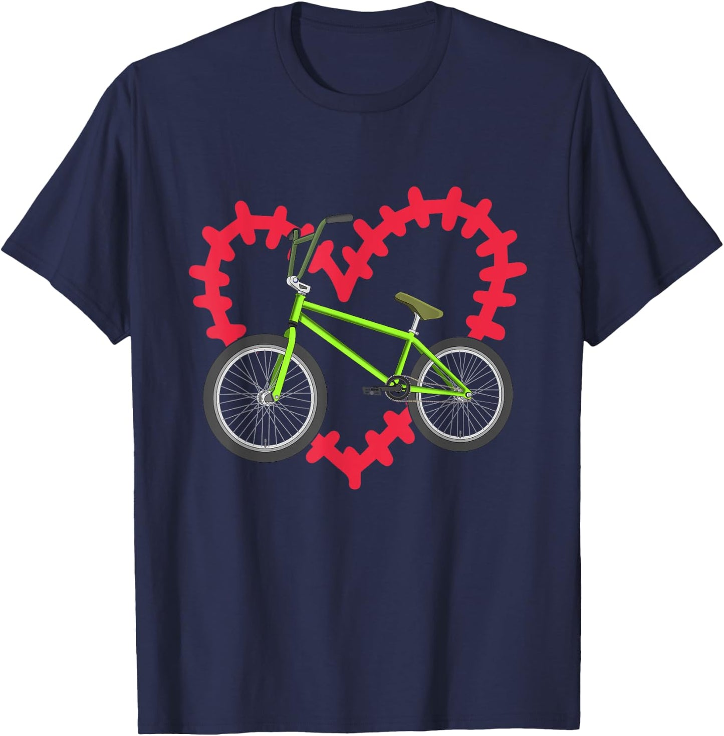 Valentines Day Gift Love BMX Biking Cyclist Heart Bicycle T-Shirt - T-Shirt | Navy