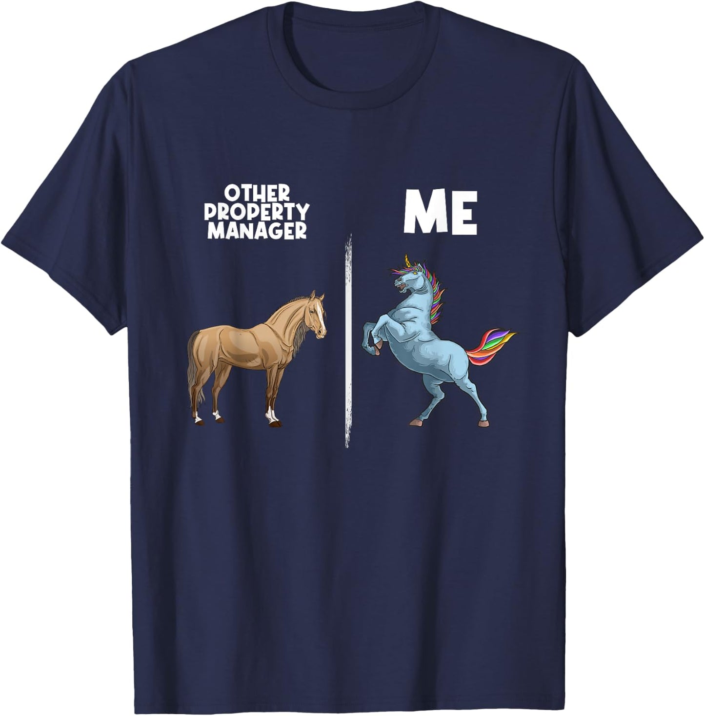 Funny Property Manager Gift Unicorn Real Estate Management T-Shirt - T-Shirt | Navy