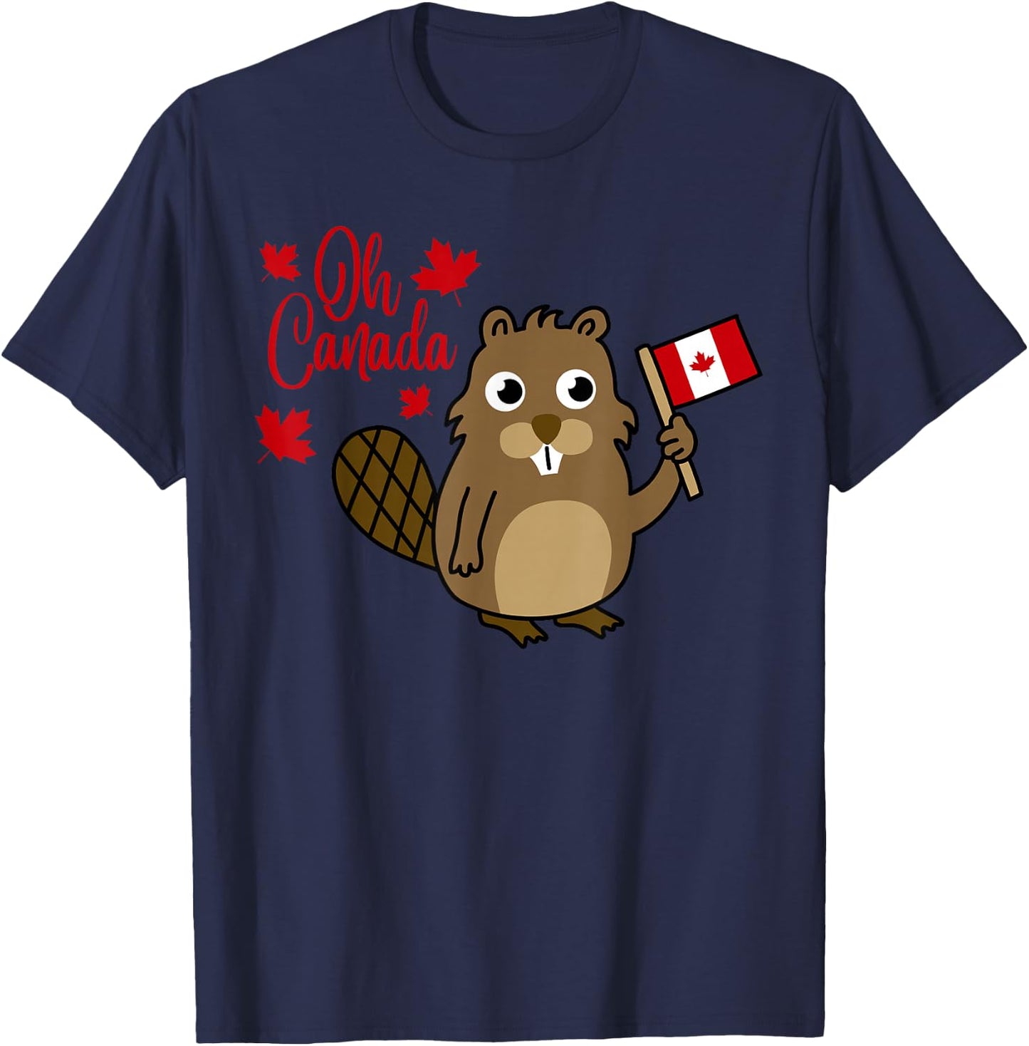 Happy Canada Day Shirt Funny Canadian Groundhog Flag T-Shirt - T-Shirt | Navy