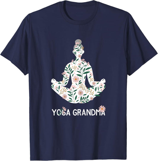 Yoga Grandma Meditation Pilates Lover Grandmother Gift T-Shirt - T-Shirt | Navy