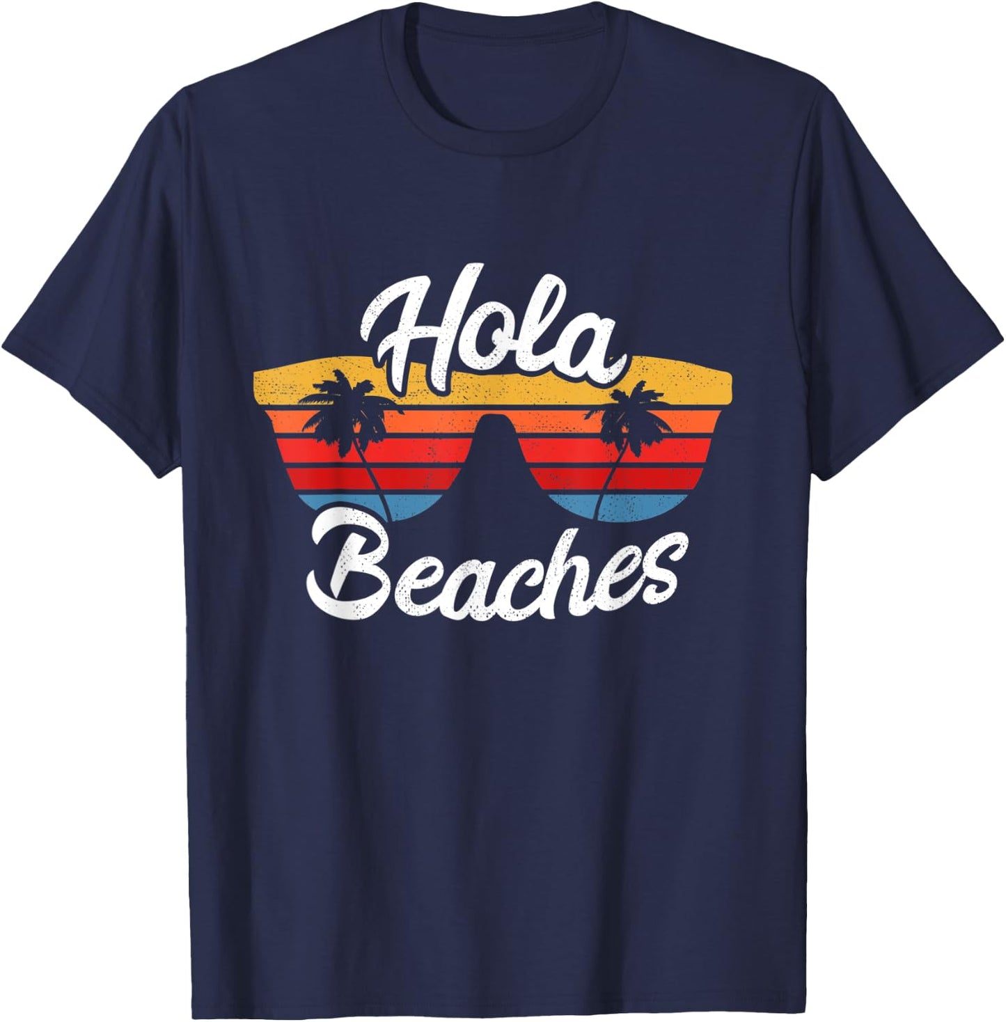 Hola Beaches Summer Sunset at Beach & Ocean Women T-Shirt - T-Shirt | Navy