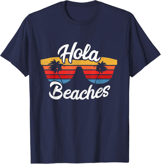 Hola Beaches Summer Sunset at Beach & Ocean Women T-Shirt - T-Shirt | Navy