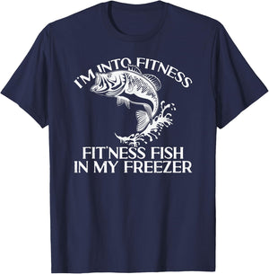 I'm Into Fitness Fit'ness Fish In My Freezer Funny Fishing T-Shirt - T-Shirt | Navy
