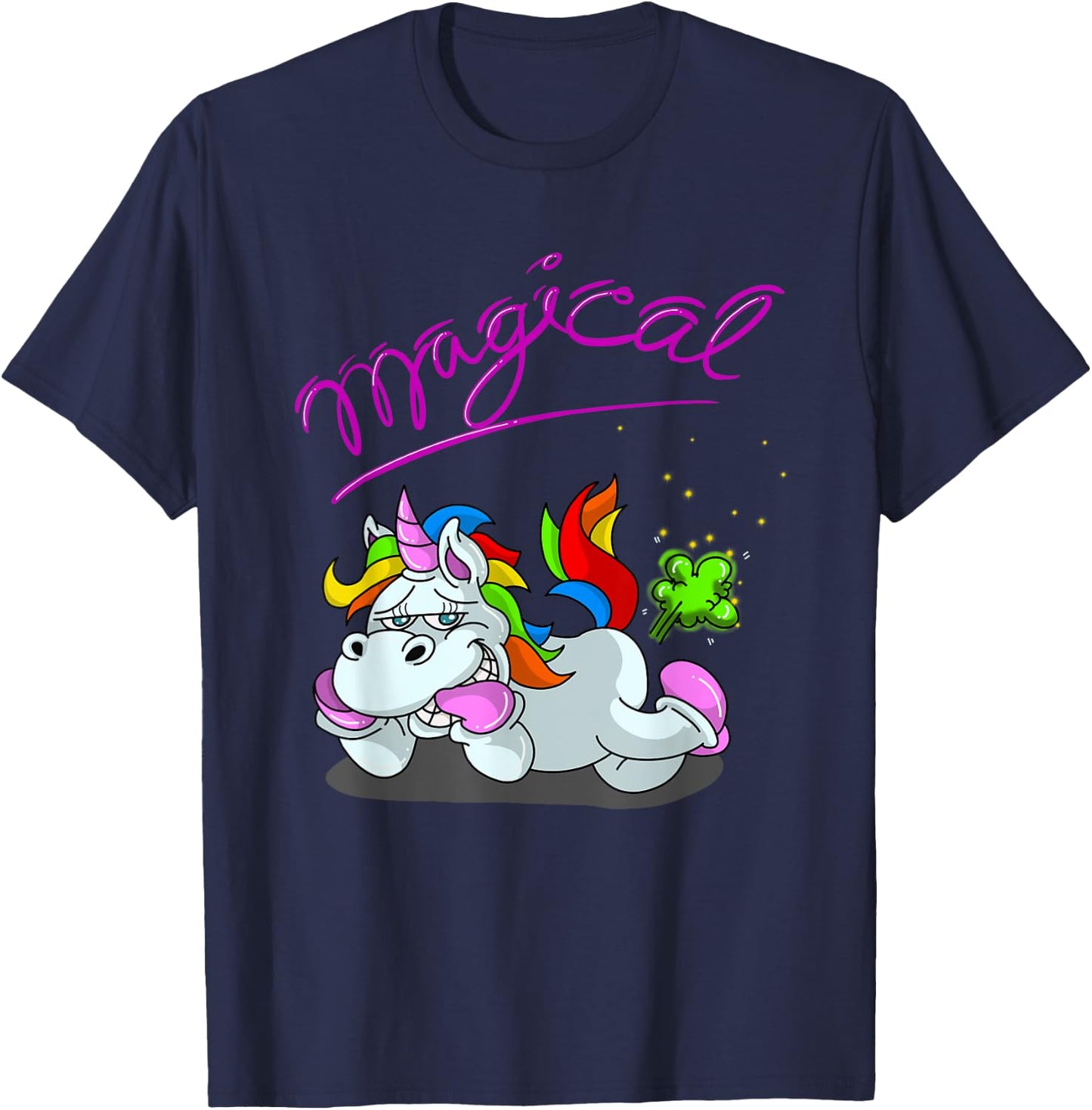 Unicorn Magical Fart | Cool Farting Horses Funny Joke Gift T-Shirt - T-Shirt | Navy