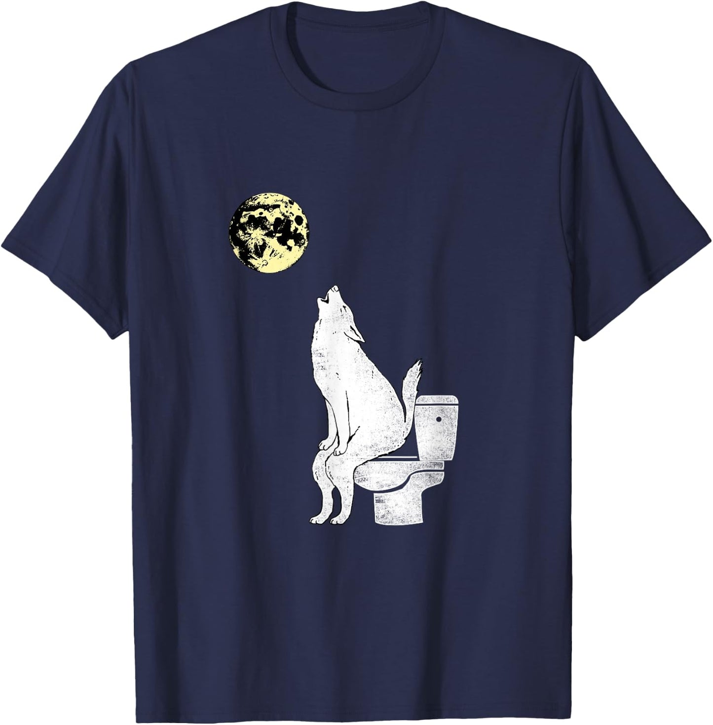 Wolf on The Toilet Gift T-Shirt - T-Shirt | Navy