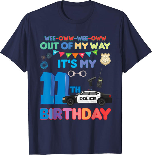 Out of my way it's my 11th birthday Police kids boy T-Shirt - T-Shirt | Navy