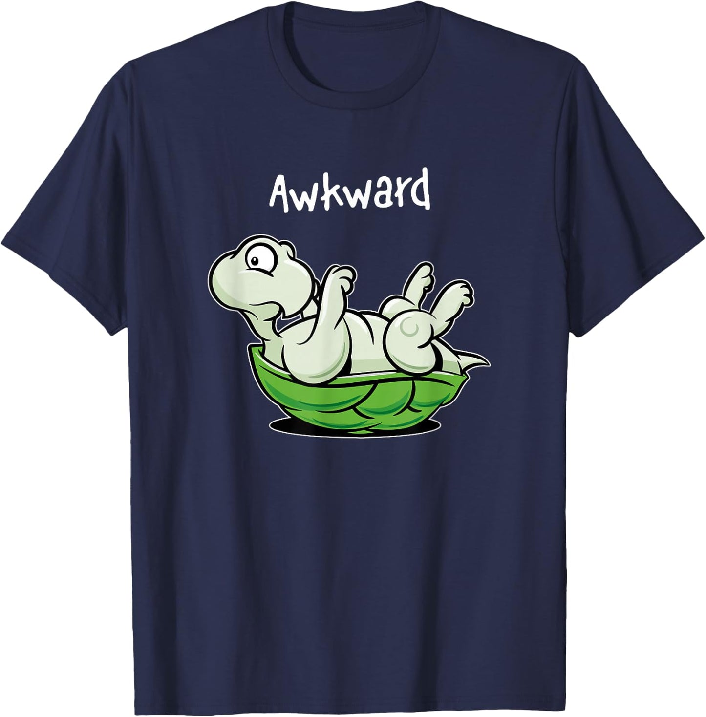 Awkward Upside Down Turtle Cute Cartoonish Funny T-Shirt - T-Shirt | Navy