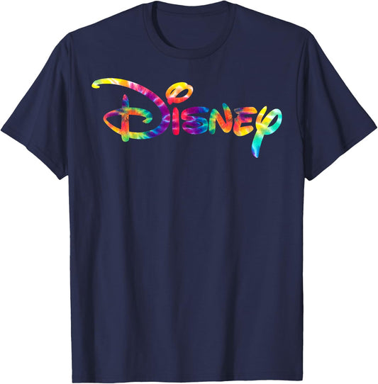 Disney Rainbow Tie-Dye Chest Logo T-Shirt - T-Shirt | Navy