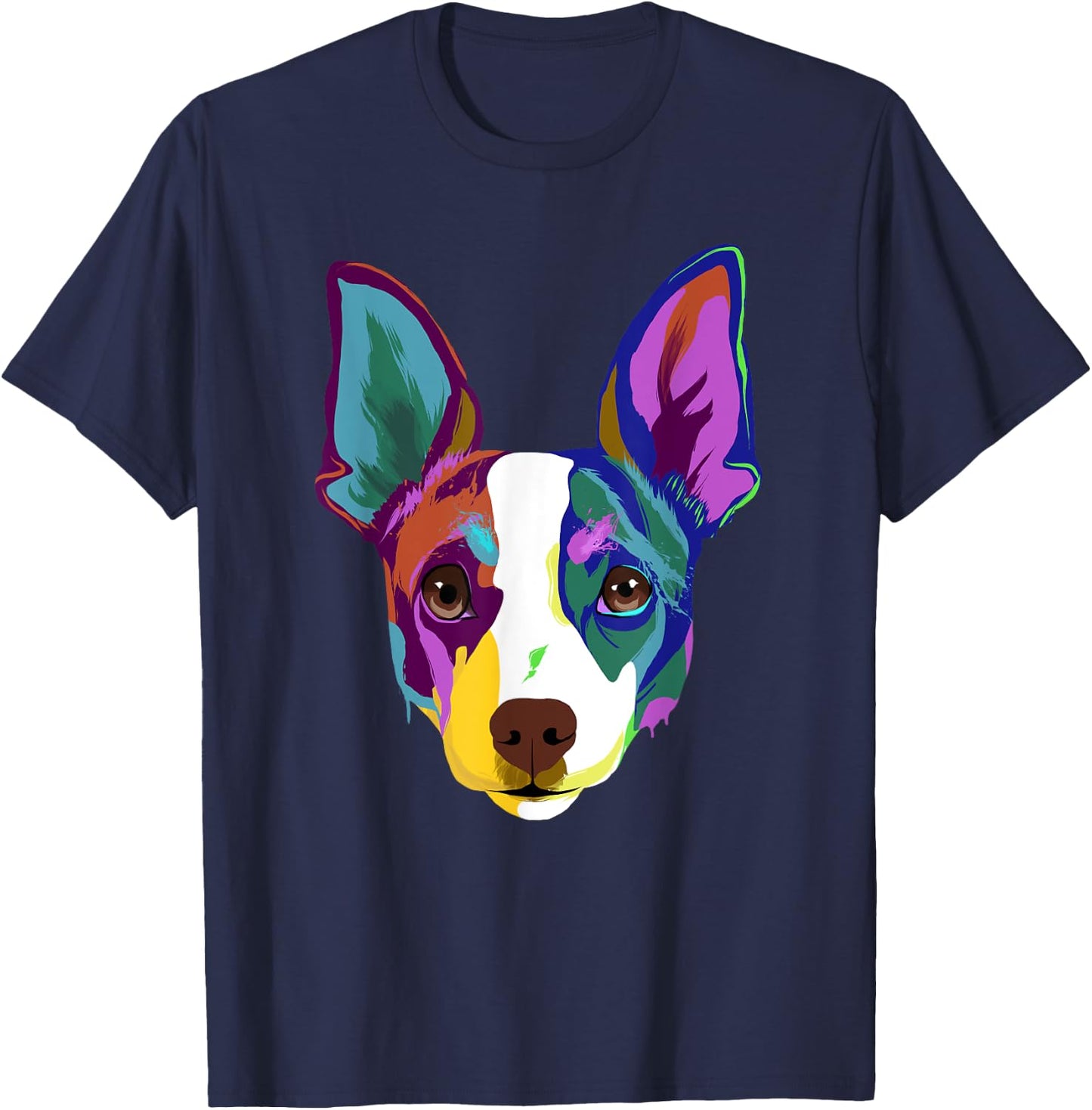 Colorful Splash Art Dog Rat Terrier T-Shirt - T-Shirt | Navy