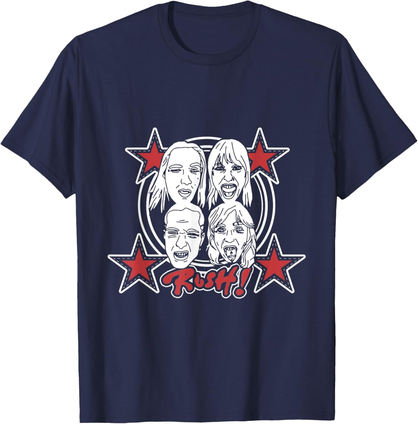 Måneskin Rush! Faces & Red Starz T-Shirt - T-Shirt | Navy