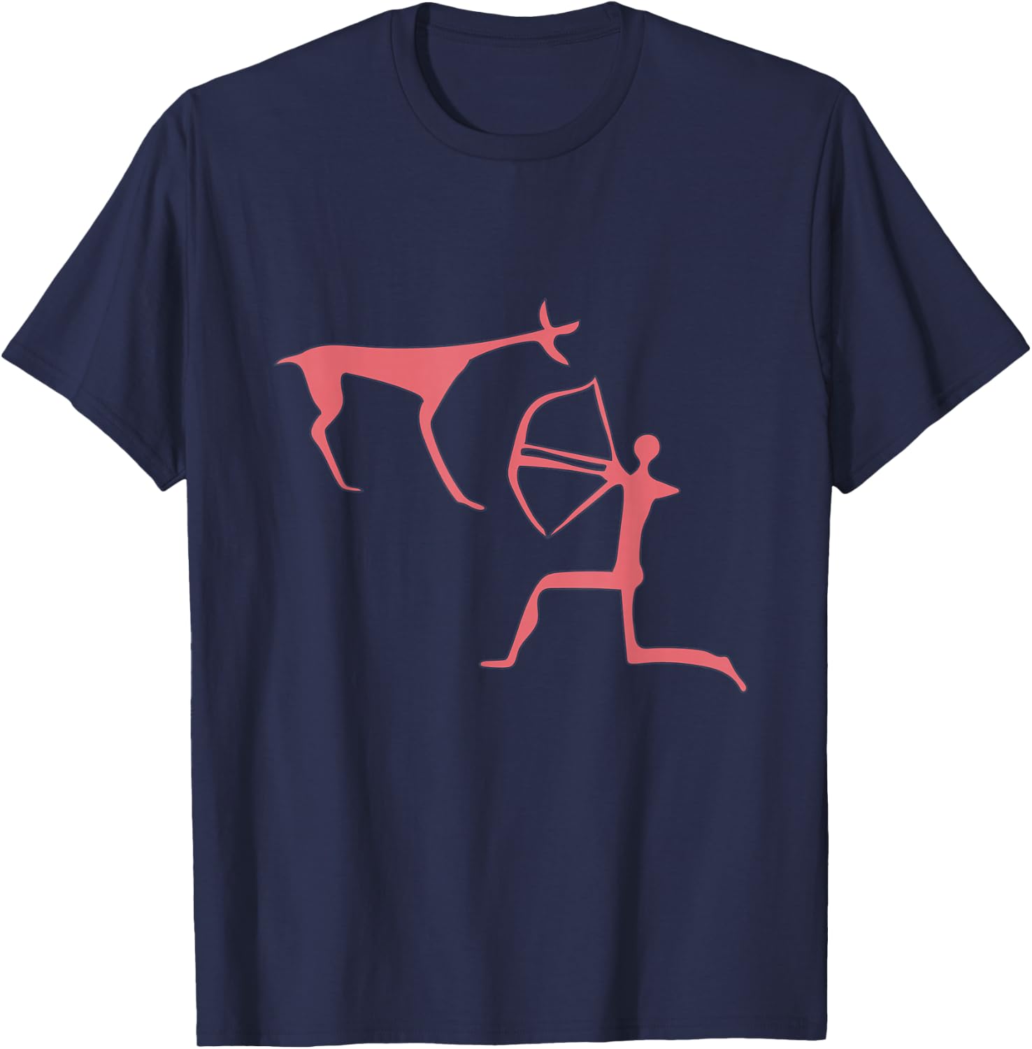 Cave Paintings - Deer Hunting - Primitive Caveman T-Shirt - T-Shirt | Navy