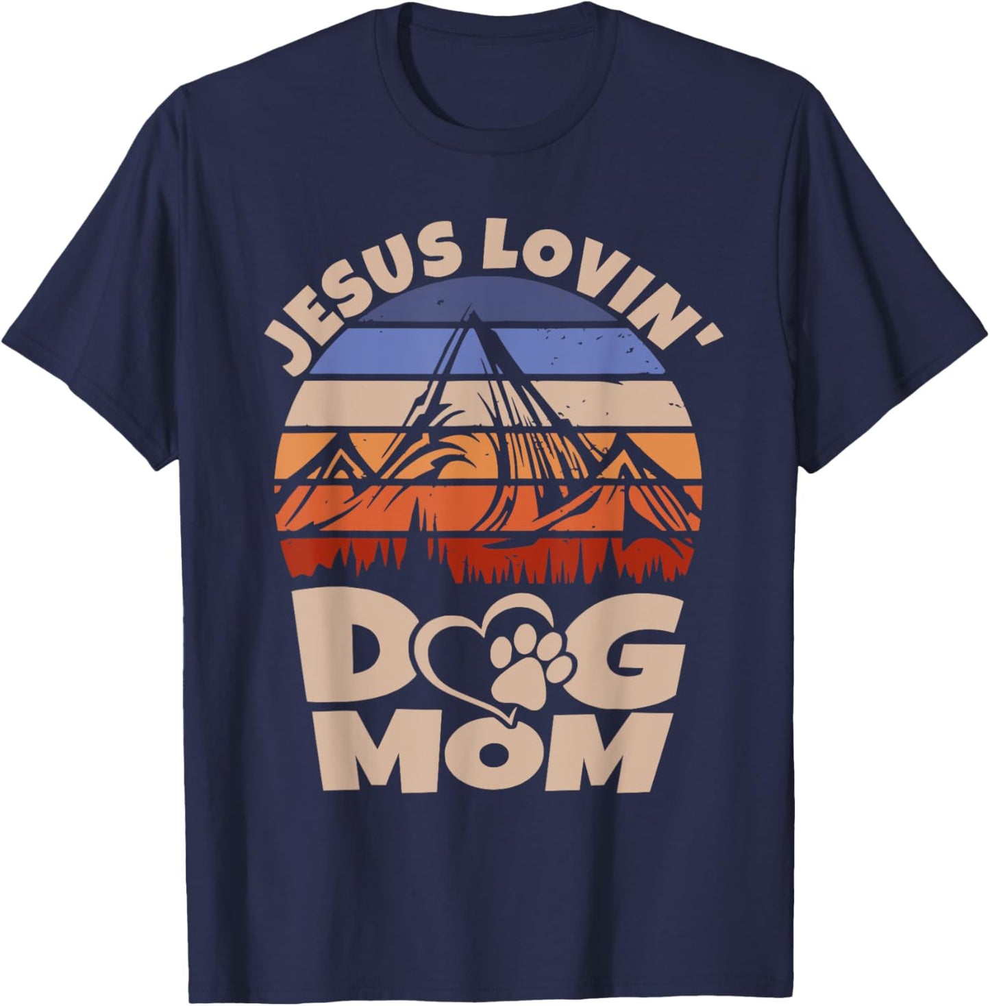Cute Christian Retro Jesus Loving Dog Mom Funny Dog Sayings T-Shirt - T-Shirt | Navy