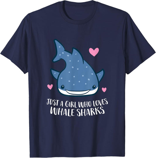 Just a Girl Who Loves Whale Sharks Cute Whale Shark T-Shirt - T-Shirt | Navy