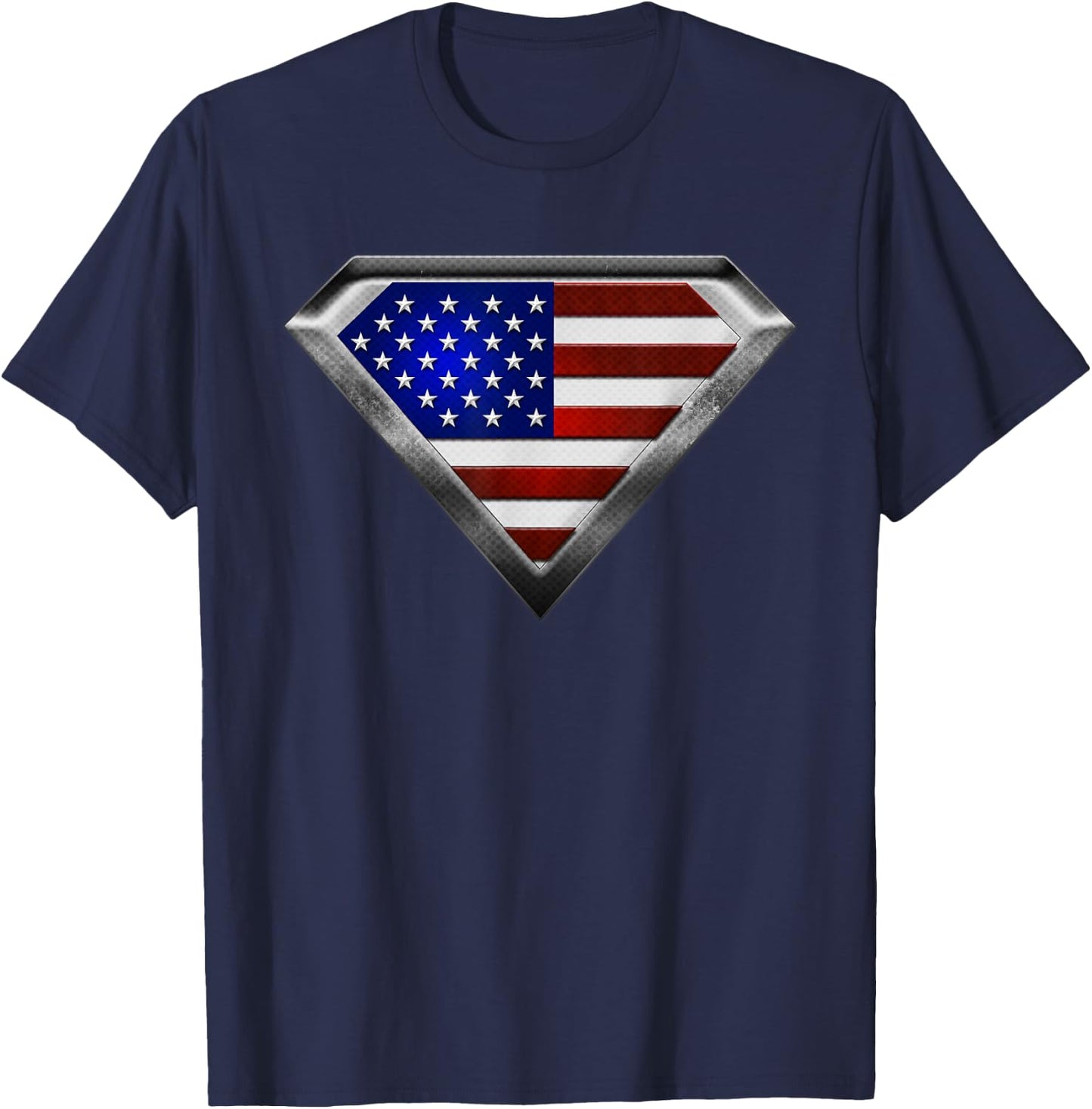 Super USA Flag Superhero Patriotic American Flag T-Shirt - T-Shirt | Navy