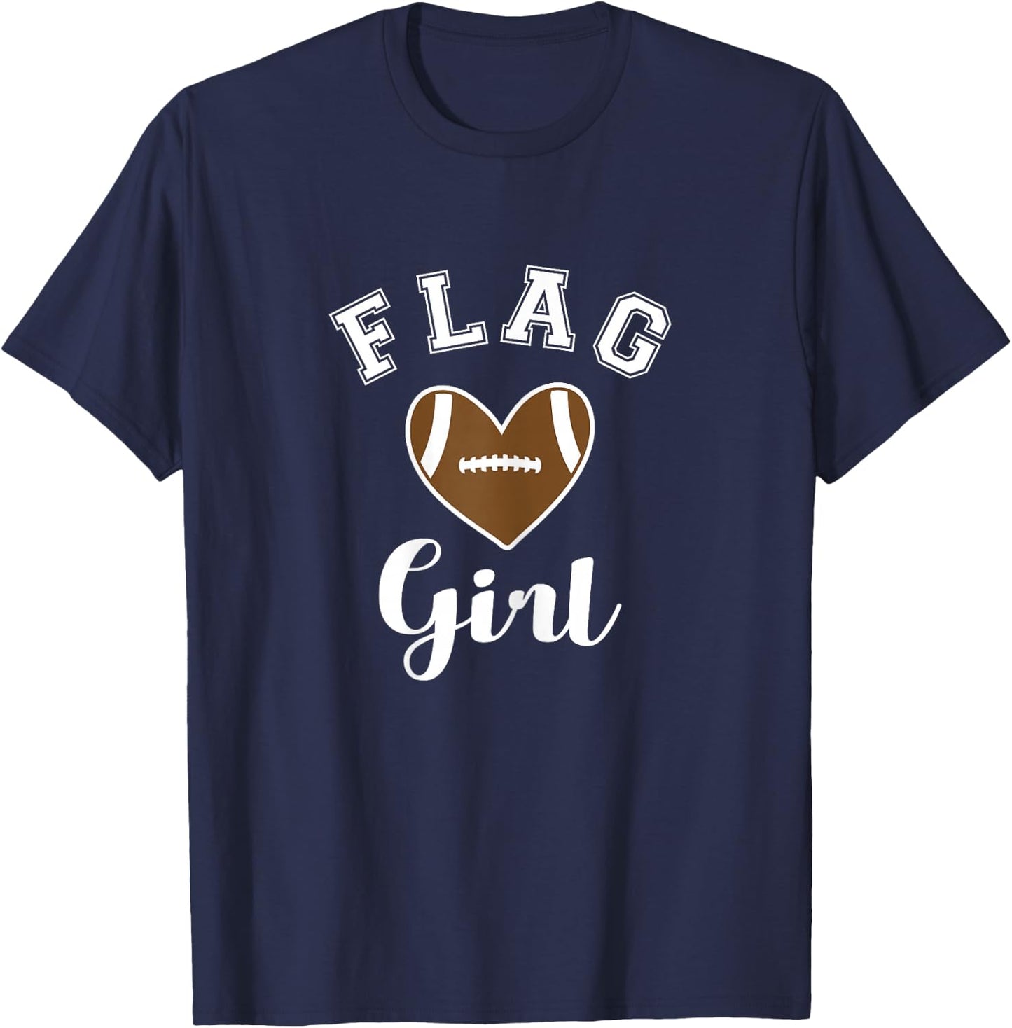 Flag Football Flag Girl Heart T-Shirt - T-Shirt | Navy