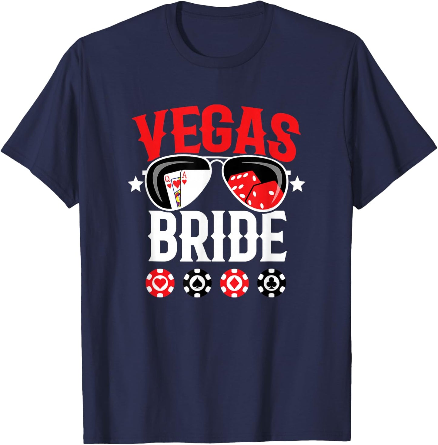 Vegas Wedding Bride - Married in Vegas - Bride Squad T-Shirt - T-Shirt | Navy