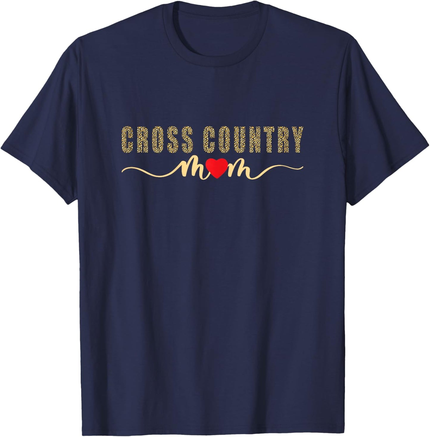 Cross Country Mom XC Funny Running Runner Leopard Mother T-Shirt - T-Shirt | Navy