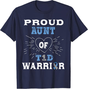 T1D Proud Aunt Diabetes Awareness Type 1 Insulin Pancreas T-Shirt - T-Shirt | Navy