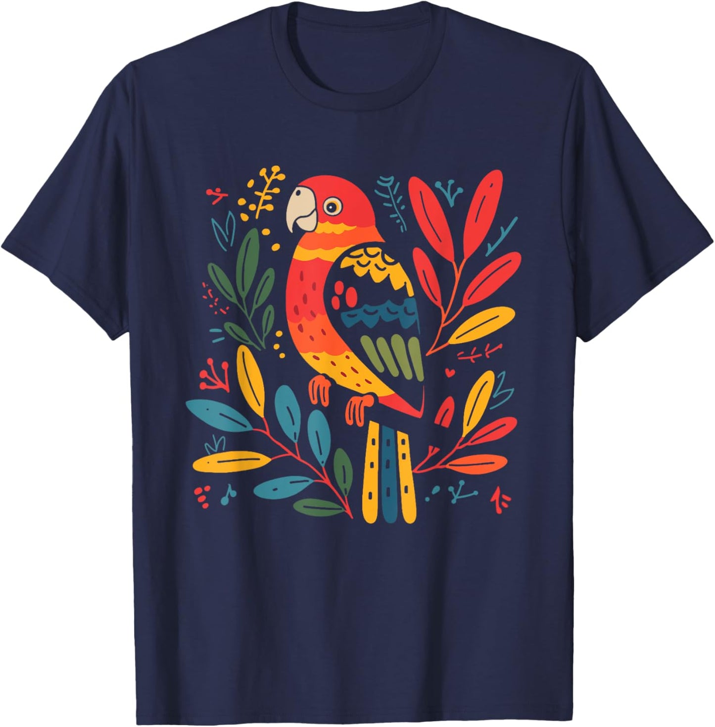 Parrot Folk Art T-Shirt - T-Shirt | Navy