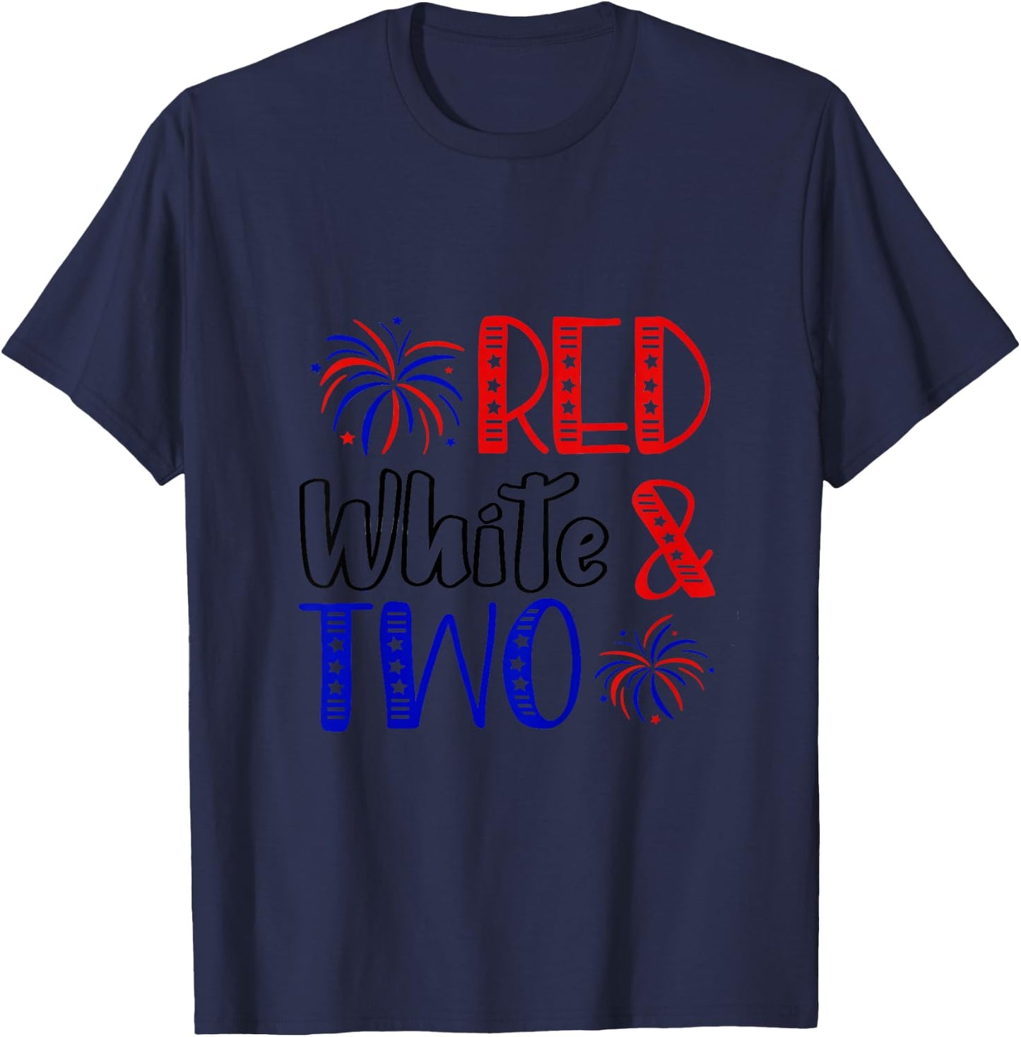 Kids Red White & Two 2nd Birthday 4th Of July Independence Day T-Shirt - T-Shirt | Navy