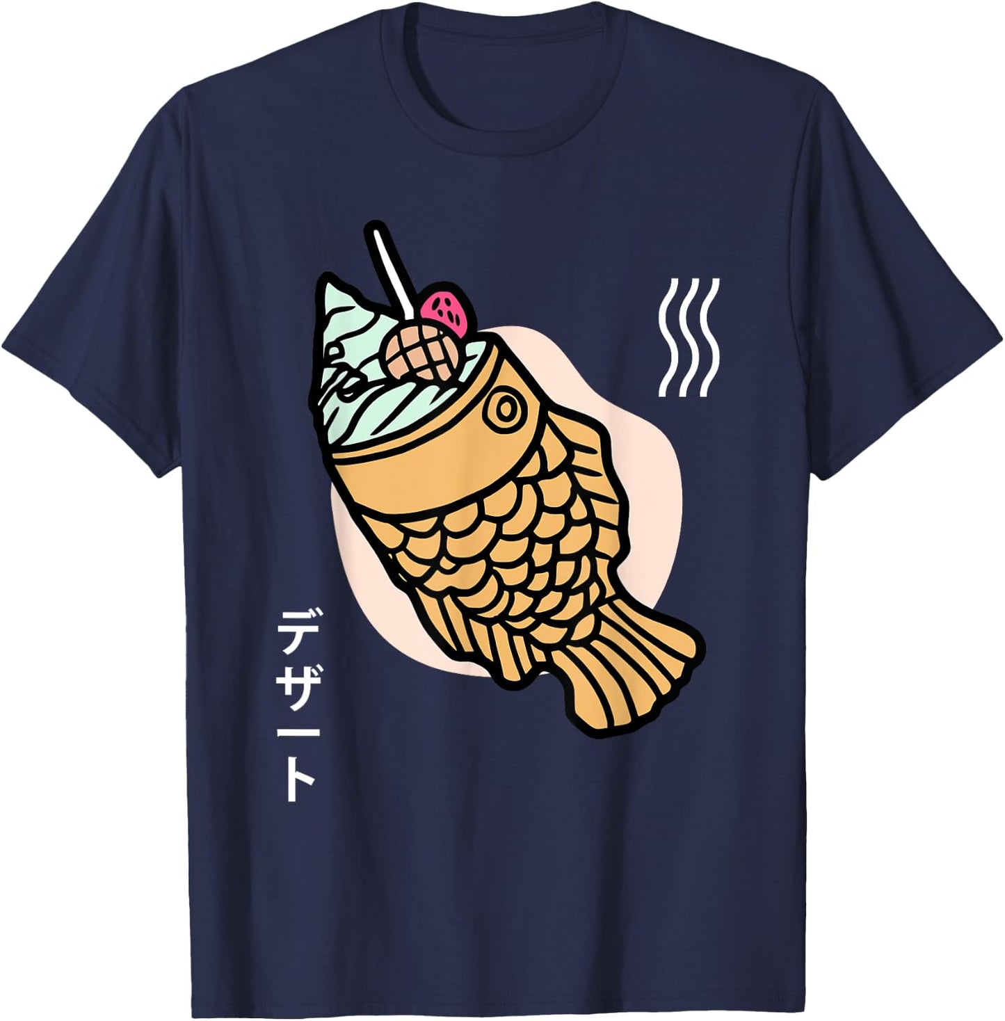 Taiyaki Japanese Ice Cream Desert Fish Shaped Cake T-Shirt - T-Shirt | Navy