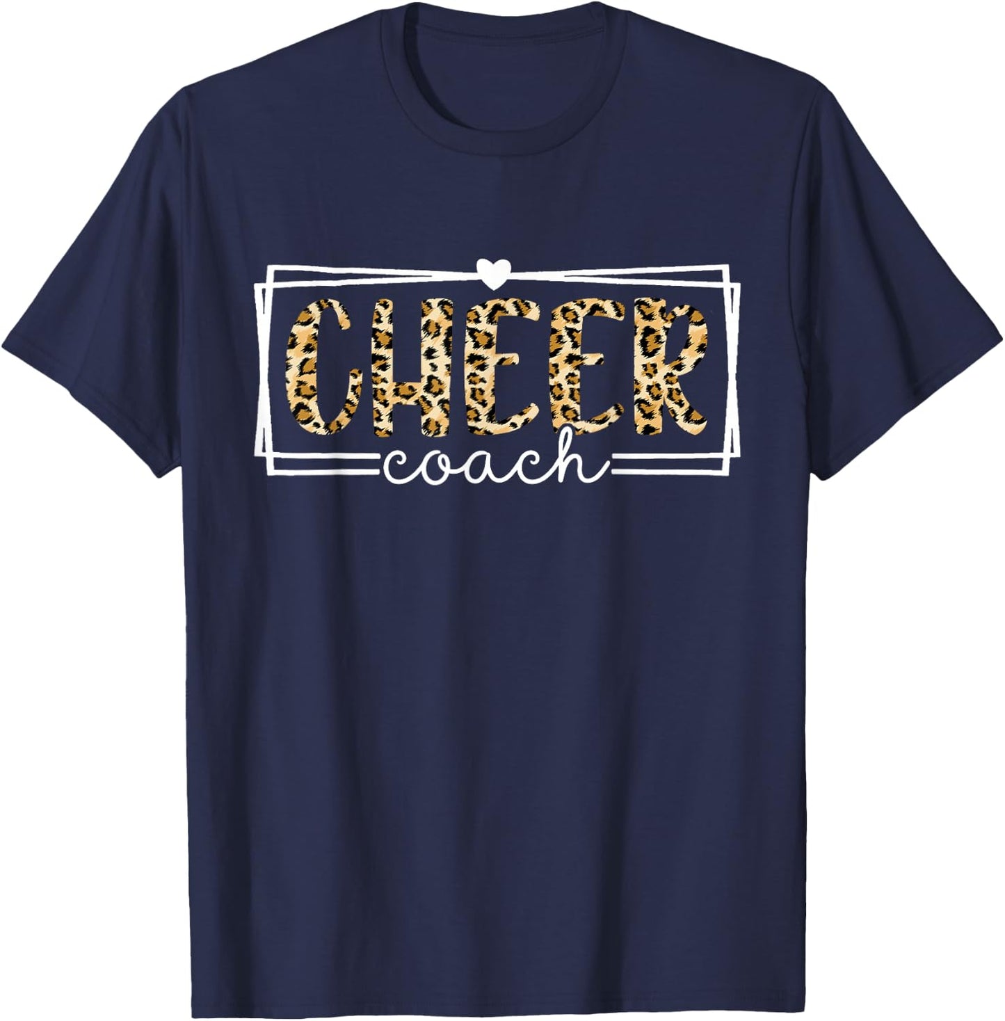 Cheer Coach Leopard Cheerleader Girl Cheerleading Squad T-Shirt - T-Shirt | Navy
