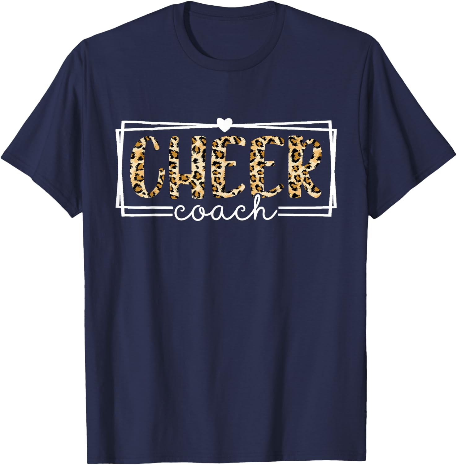 Cheer Coach Leopard Cheerleader Girl Cheerleading Squad T-Shirt - T-Shirt | Navy
