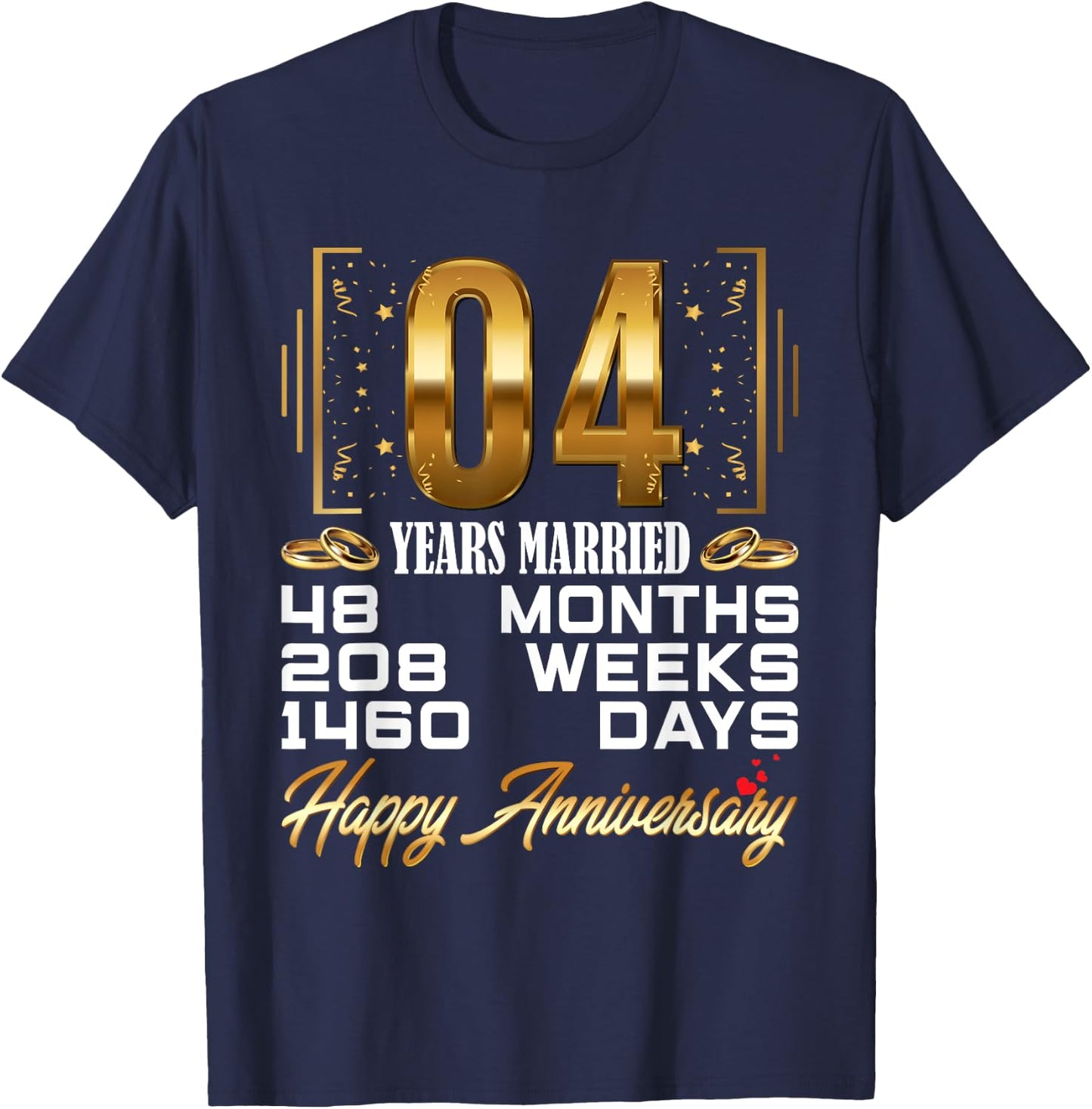 4 Years Married - Funny 4th Wedding Anniversary T-Shirt - T-Shirt | Navy