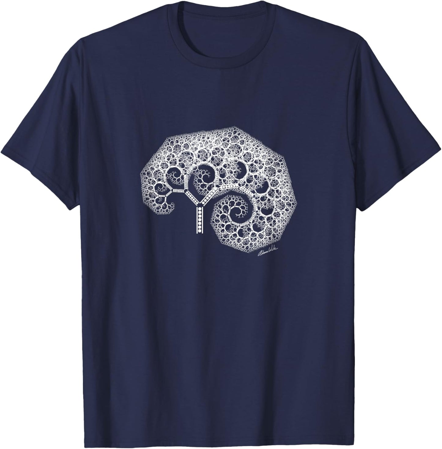 Tree of Life Infinite Spiral Fractal Trippy Nature Botany T-Shirt - T-Shirt | Navy