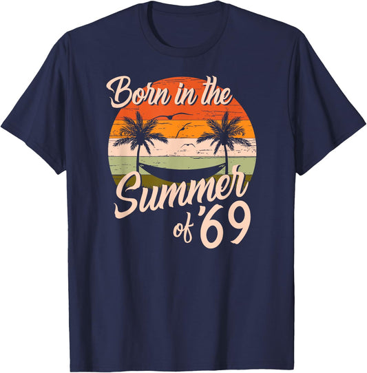 Vintage Born In The Summer Of 1969 Retro Birthday Women T-Shirt - T-Shirt | Navy