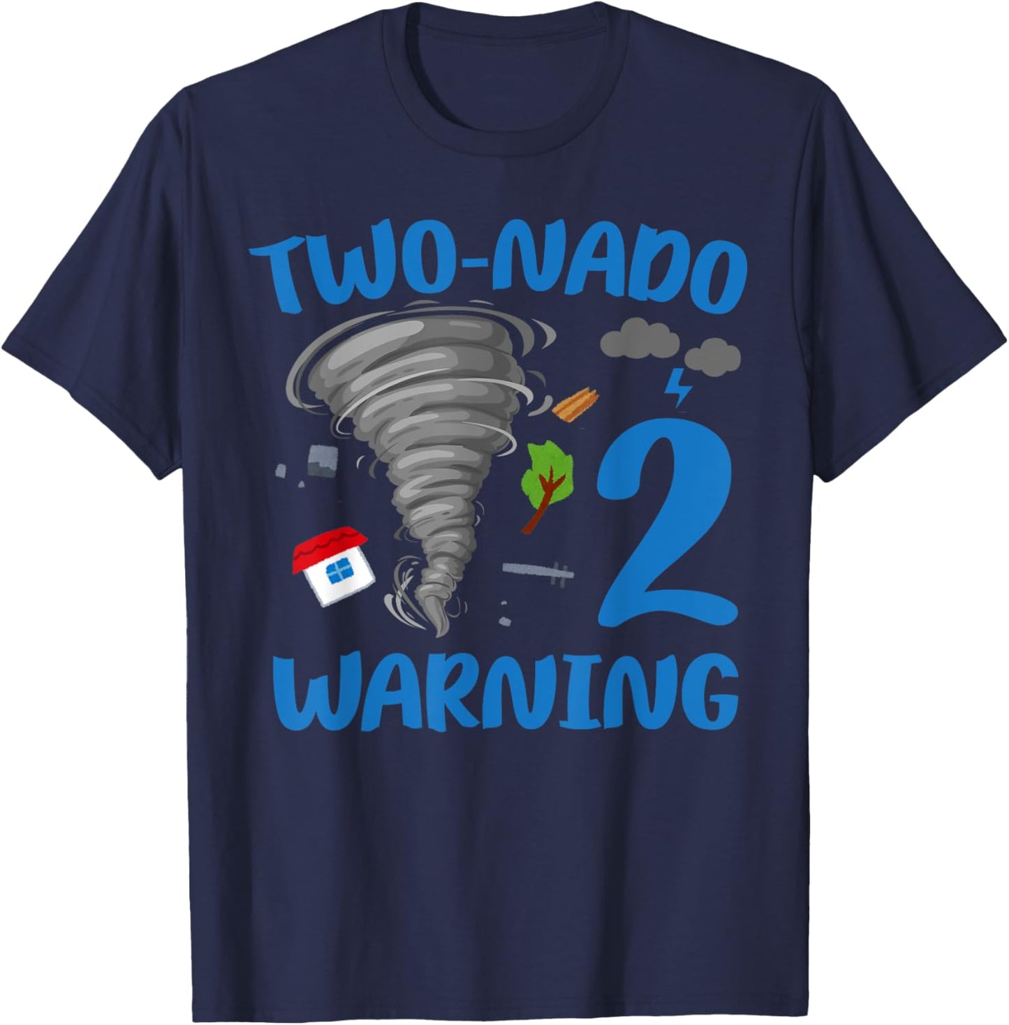 Kids Two-nado Warning 2nd Birthday Theme Tornado Party T-Shirt - T-Shirt | Navy