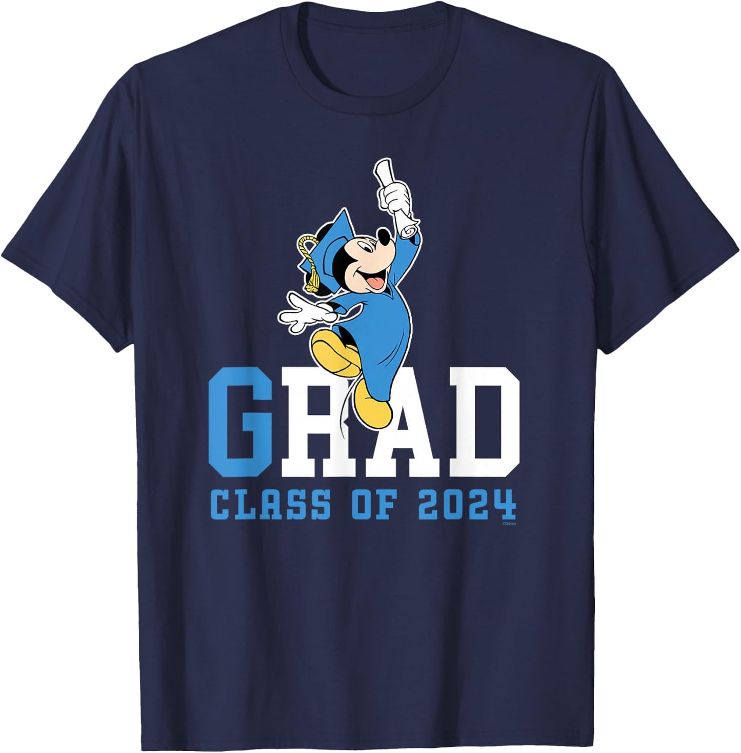Disney Mickey Mouse 2024 Graduation Class of '24 Wheel Grad T-Shirt - T-Shirt | Navy