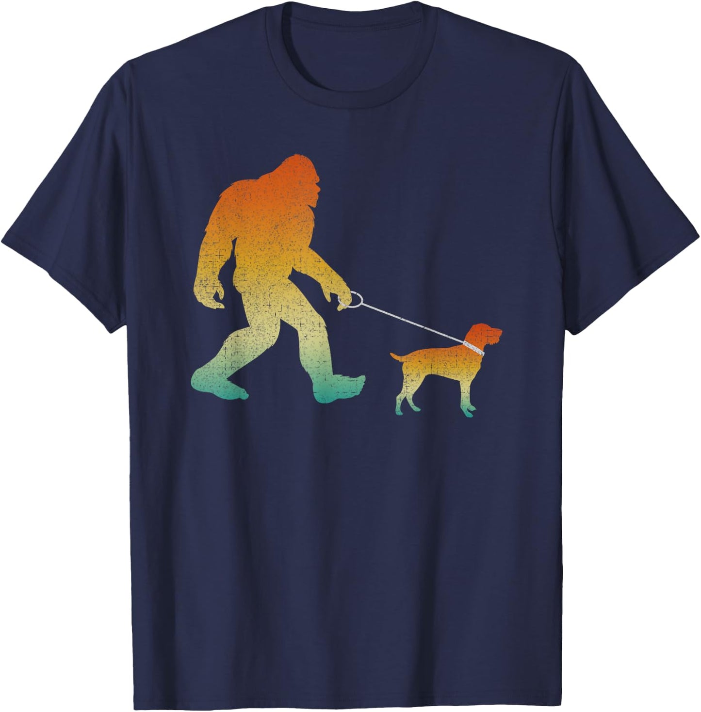 Bigfoot Walking Pudelpointer Funny Sasquatch Pet Dog T-Shirt - T-Shirt | Navy