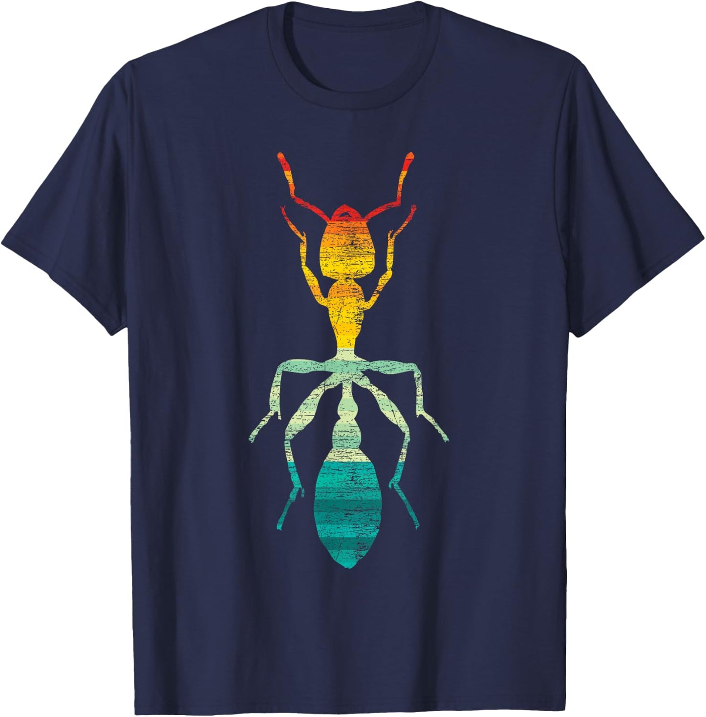 Insect Ant Design Retro Ant -Adults, -Kids Black Small Classic Fit Short Sleeve T-Shirt - T-Shirt | Navy
