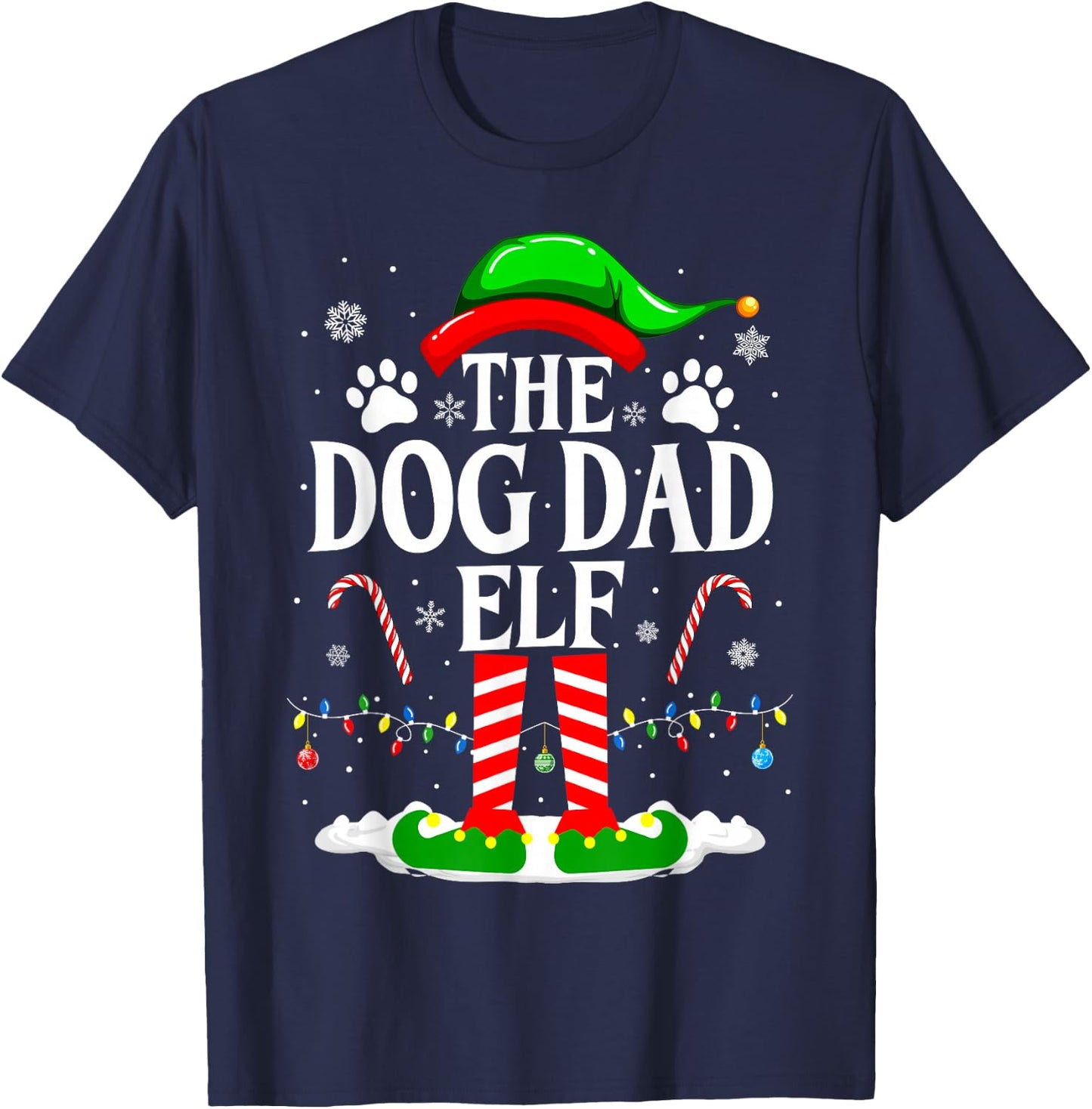 The Dog Dad Elf Xmas Funny Dogs lover Christmas Dog Dad T-Shirt - T-Shirt | Navy